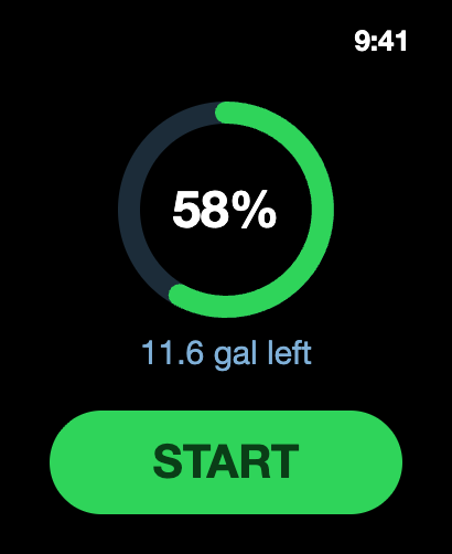 Apple Watch showing the START button